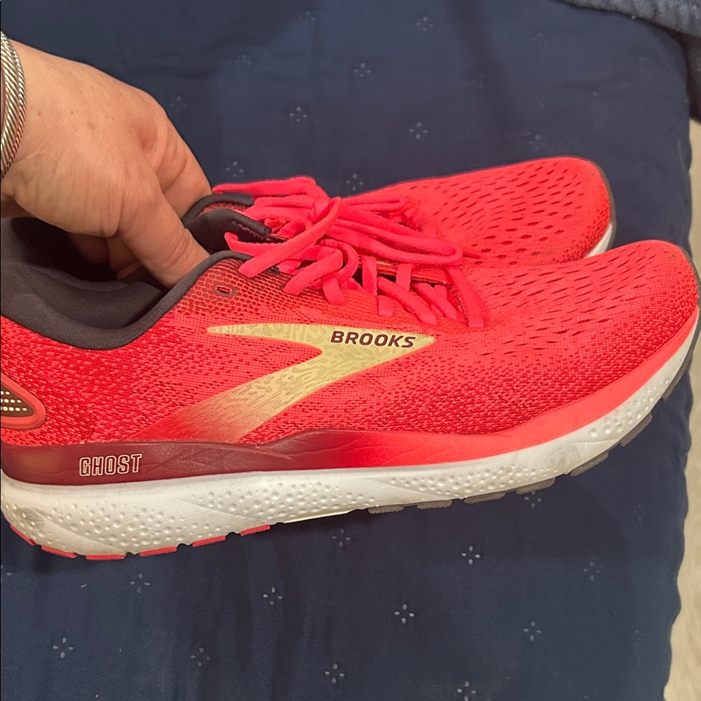 Brooks Ghost Scarlet and Lemon Running Shoes
